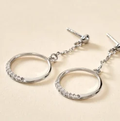 Histoire d'Or Boucles D'oreilles Pendantes Amma Argent Blanc Oxyde De Zirconium New