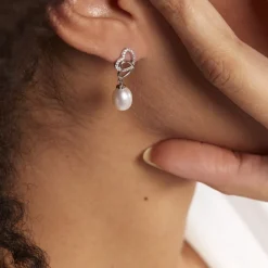 Histoire d'Or Boucles D'oreilles Pendantes Rosella Argent  Perle De Culture Et Oxyde Hot