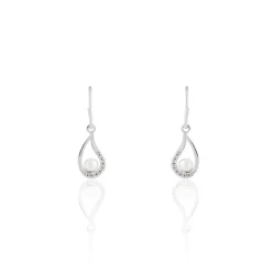 Histoire d'Or Boucles D'oreilles Pendantes Akiko Argent Perle De Culture Et Oxyde Clearance