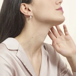 Histoire d'Or Boucles D'oreilles Pendantes Melya Argent  Perle De Culture Et Oxyde Sale