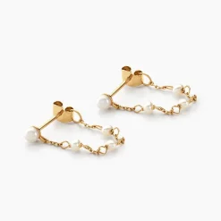 Histoire d'Or Boucles D'oreilles Pendantes Or Jaune Tiny Pearls Perle