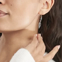 Histoire d'Or Boucles D'oreilles Pendantes Angelika Argent Blanc Pierre De Synthese Sale