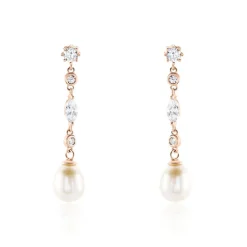 Histoire d'Or Boucles D'oreilles Pendantes Lynes Argent Rose Perle De Culture Clearance