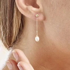 Histoire d'Or Boucles D'oreilles Pendantes Adriette Or Jaune Perle De Culture Outlet