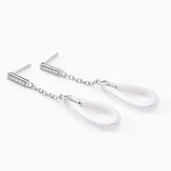 Histoire d'Or Boucles D'oreilles Pendantes Peer Argent Blanc Oxyde De Zirconium Best