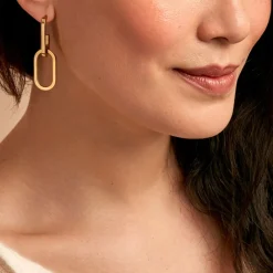 Histoire d'Or Boucles D'oreilles Pendantes Urban Line Acier Doré New