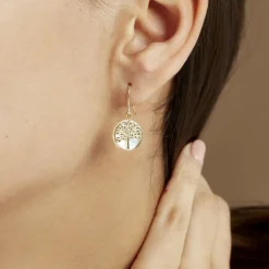 Histoire d'Or Boucles D'oreilles Pendantes Noamie Or Jaune Nacre Hot