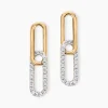 Histoire d'Or Boucles D'oreilles Pendantes Graphic Lines Or Jaune Oxyde De Zirconium New