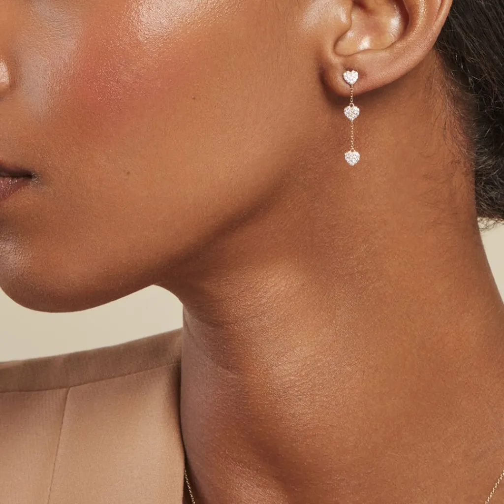 Histoire d'Or Boucles D'oreilles Pendantes Bomb Lover Or Jaune Oxyde De Zirconium Hot