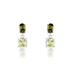 Histoire d'Or Boucles D'oreilles Pendantes Argent Blanc Brenna Oxydes De Zirconium argent blanc oxyde vert Sale