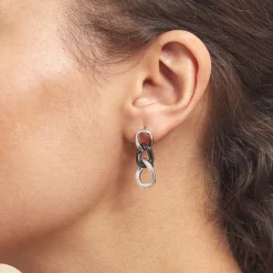 Histoire d'Or Boucles D'oreilles Pendantes Link Argent Blanc Céramique Et Oxyde Hot