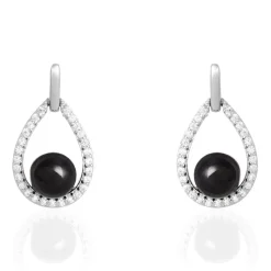 Histoire d'Or Boucles D'oreilles Pendantes Nerea Argent Blanc Céramique Et Oxyde Hot