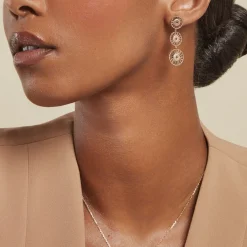 Histoire d'Or Boucles D'oreilles Pendantes Rosae Plaque Or Jaune Best