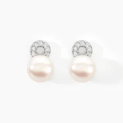 Histoire d'Or Boucles D'oreilles Pendantes Lilio Argent  Perle De Culture Et Oxyde