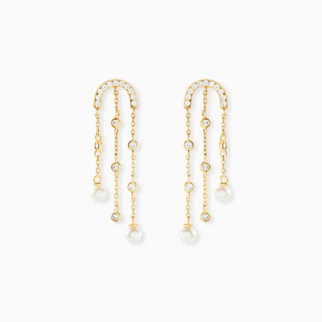 Histoire d'Or Boucles D'Oreilles Pendantes Nacrée Or Jaune Perle De Culture Oxyde De Zirconium Online