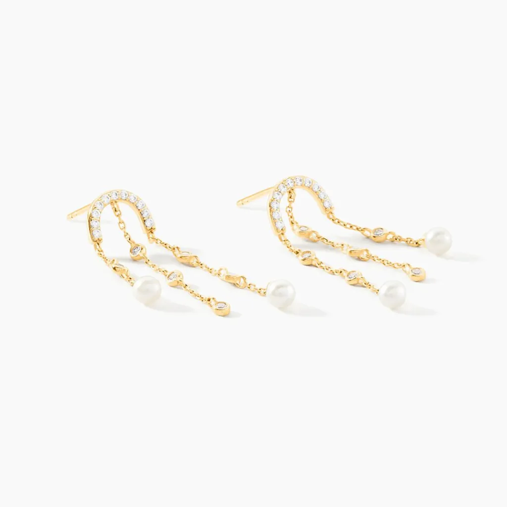 Histoire d'Or Boucles D'Oreilles Pendantes Nacrée Or Jaune Perle De Culture Oxyde De Zirconium Online