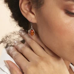 Histoire d'Or Boucles D'oreilles Pendantes Hilda Argent Blanc Ambre Hot