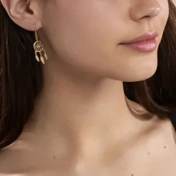 Histoire d'Or Boucles D'oreilles Plaqué Or Jaune Attrape Rêves Turquoises New