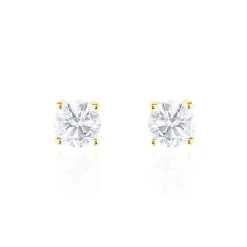Histoire d'Or Boucles D'oreilles Puces 4 Griffes Or Jaune Diamant Synthetique or jaune diamant synthétique blanc Hot