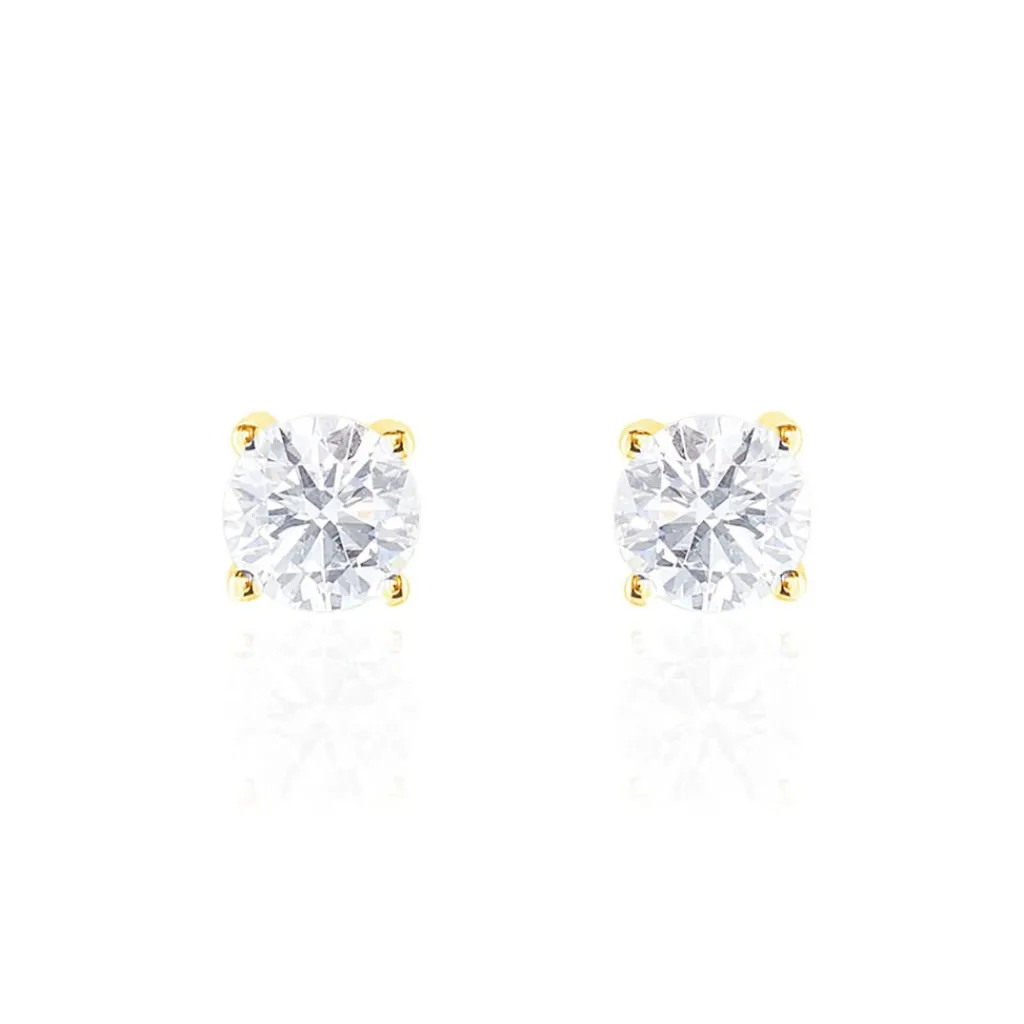 Histoire d'Or Boucles D'oreilles Puces 4 Griffes Or Jaune Diamant Synthetique or jaune diamant synthétique blanc Hot