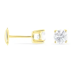 Histoire d'Or Boucles D'oreilles Puces 4 Griffes Or Jaune Diamant Synthetique or jaune diamant synthétique blanc Hot