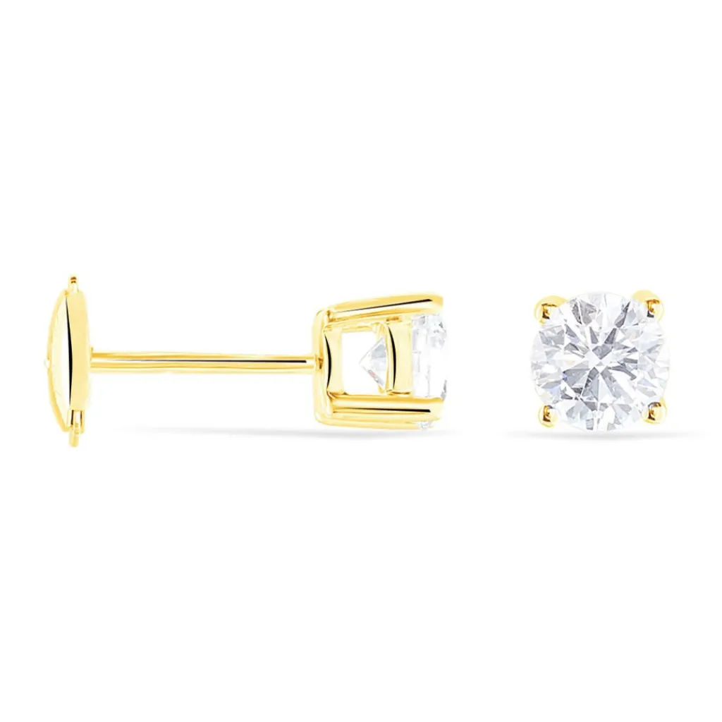 Histoire d'Or Boucles D'oreilles Puces 4 Griffes Or Jaune Diamant Synthetique or jaune diamant synthétique blanc Hot