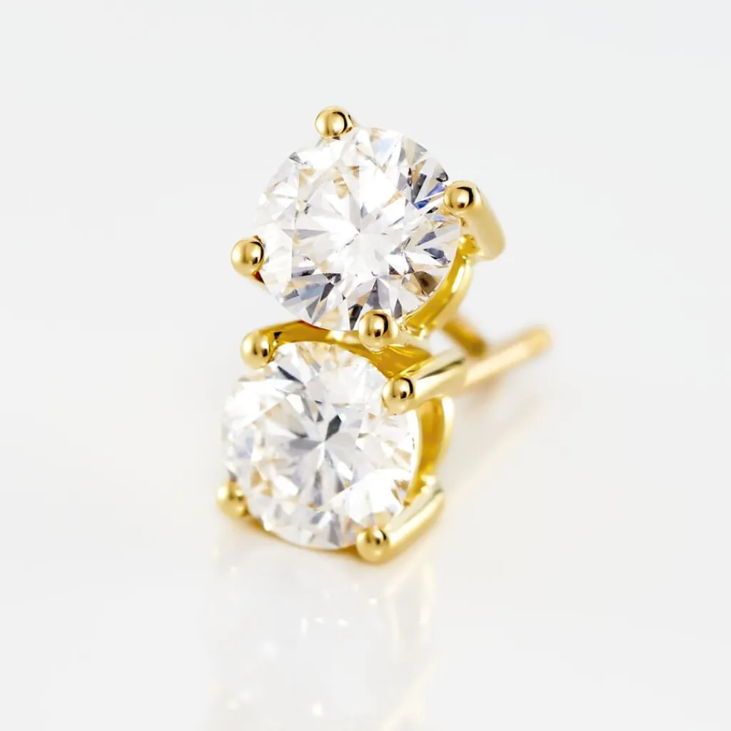 Histoire d'Or Boucles D'oreilles Puces 4 Griffes Or Jaune Diamant Synthetique or jaune diamant synthétique blanc Hot