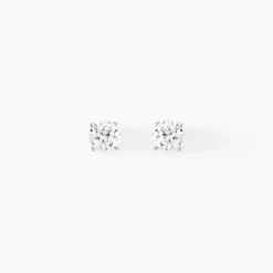 Histoire d'Or Boucles D'oreilles Puces 4 Griffes Or Blanc Diamant Synthetique or blanc diamant synthétique blanc