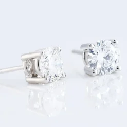 Histoire d'Or Boucles D'oreilles Puces 4 Griffes Or Blanc Diamant Synthetique or blanc diamant synthétique blanc Online