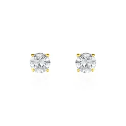 Histoire d'Or Boucles D'oreilles Puces 4 Griffes Or Jaune Diamant Synthetique or jaune diamant synthétique blanc Clearance