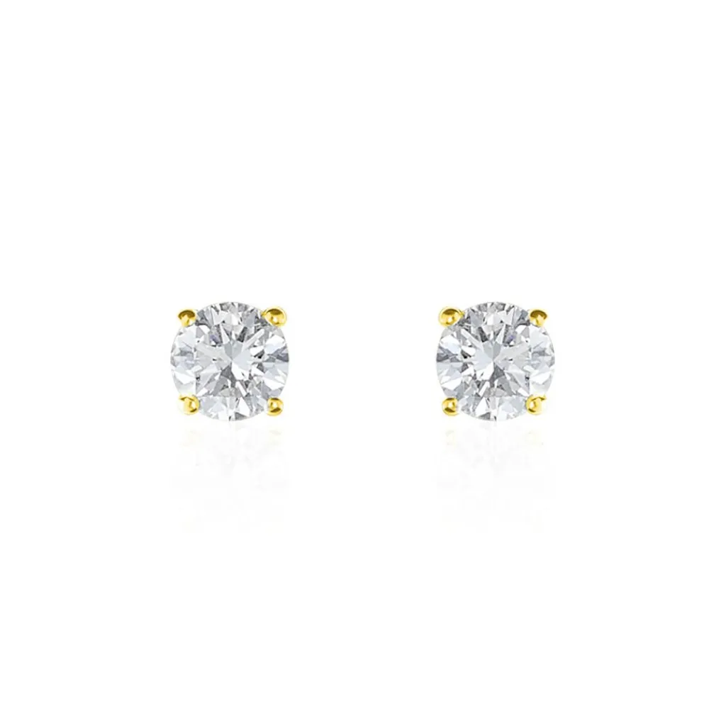 Histoire d'Or Boucles D'oreilles Puces 4 Griffes Or Jaune Diamant Synthetique or jaune diamant synthétique blanc Clearance