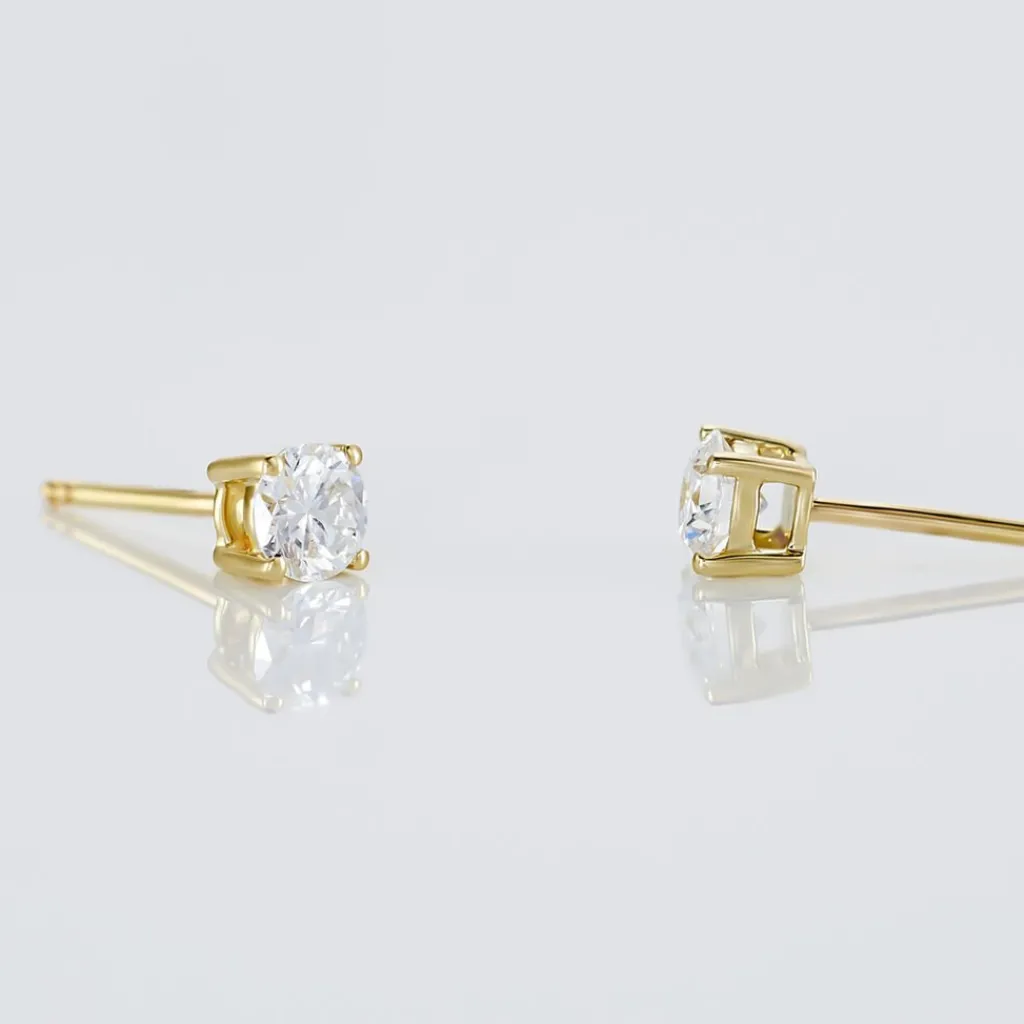 Histoire d'Or Boucles D'oreilles Puces 4 Griffes Or Jaune Diamant Synthetique or jaune diamant synthétique blanc Clearance
