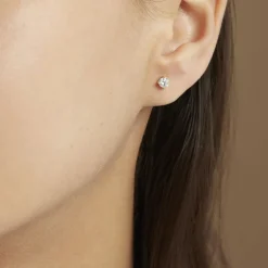 Histoire d'Or Boucles D'oreilles Puces 4 Griffes Or Jaune Diamant Synthetique or jaune diamant synthétique blanc New