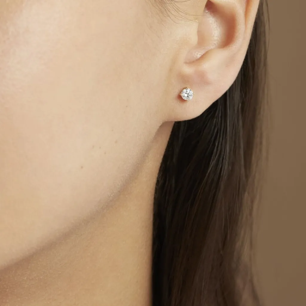 Histoire d'Or Boucles D'oreilles Puces 4 Griffes Or Jaune Diamant Synthetique or jaune diamant synthétique blanc New