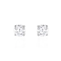 Histoire d'Or Boucles D'oreilles Puces 4 Griffes Or Blanc Diamant Synthetique or blanc diamant synthétique blanc Online