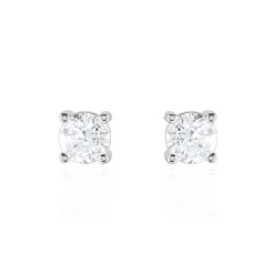 Histoire d'Or Boucles D'oreilles Puces 4 Griffes Or Blanc Diamant Synthetique or blanc diamant synthétique blanc Clearance