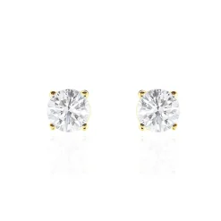 Histoire d'Or Boucles D'oreilles Puces 4 Griffes Or Jaune Diamant Synthetique or jaune diamant synthétique blanc Clearance