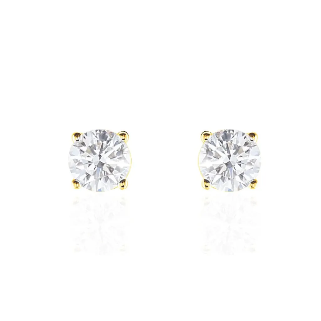 Histoire d'Or Boucles D'oreilles Puces 4 Griffes Or Jaune Diamant Synthetique or jaune diamant synthétique blanc Clearance