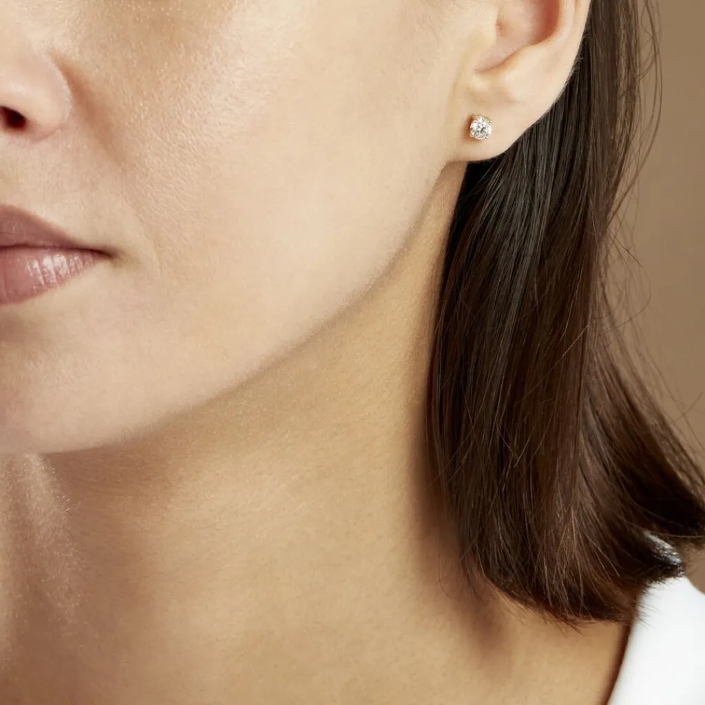 Histoire d'Or Boucles D'oreilles Puces 4 Griffes Or Jaune Diamant Synthetique or jaune diamant synthétique blanc Clearance