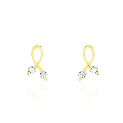 Histoire d'Or Boucles D'oreilles Puces Alvina Ruban Or Jaune Oxyde De Zirconium Clearance