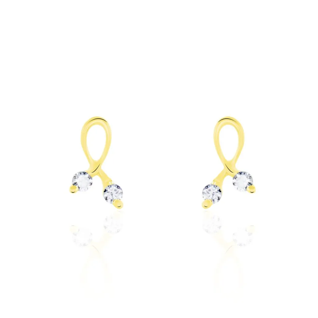 Histoire d'Or Boucles D'oreilles Puces Alvina Ruban Or Jaune Oxyde De Zirconium Clearance