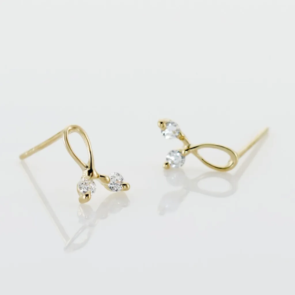Histoire d'Or Boucles D'oreilles Puces Alvina Ruban Or Jaune Oxyde De Zirconium Clearance