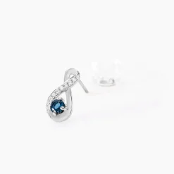 Histoire d'Or Boucles D'oreilles Puces Augusta Or Blanc Topaze Et Oxyde De Zirconium Clearance