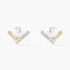 Histoire d'Or Boucles D'oreilles Puces Aric Or Jaune Perle De Culture Oxyde Clearance