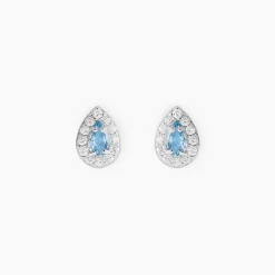 Histoire d'Or Boucles D'oreilles Puces Argent Blanc Tania Oxydes De Zirconium argent blanc oxyde bleu Online