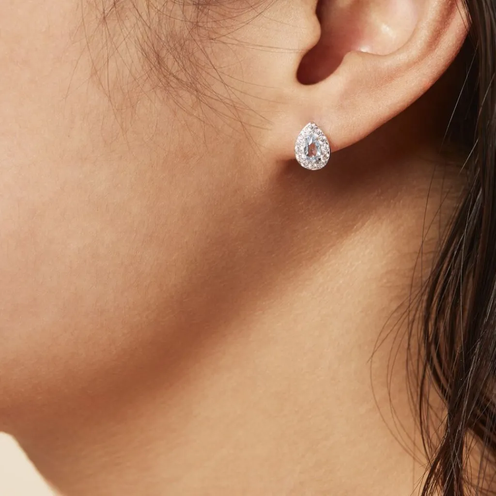 Histoire d'Or Boucles D'oreilles Puces Argent Blanc Tania Oxydes De Zirconium argent blanc oxyde bleu Online