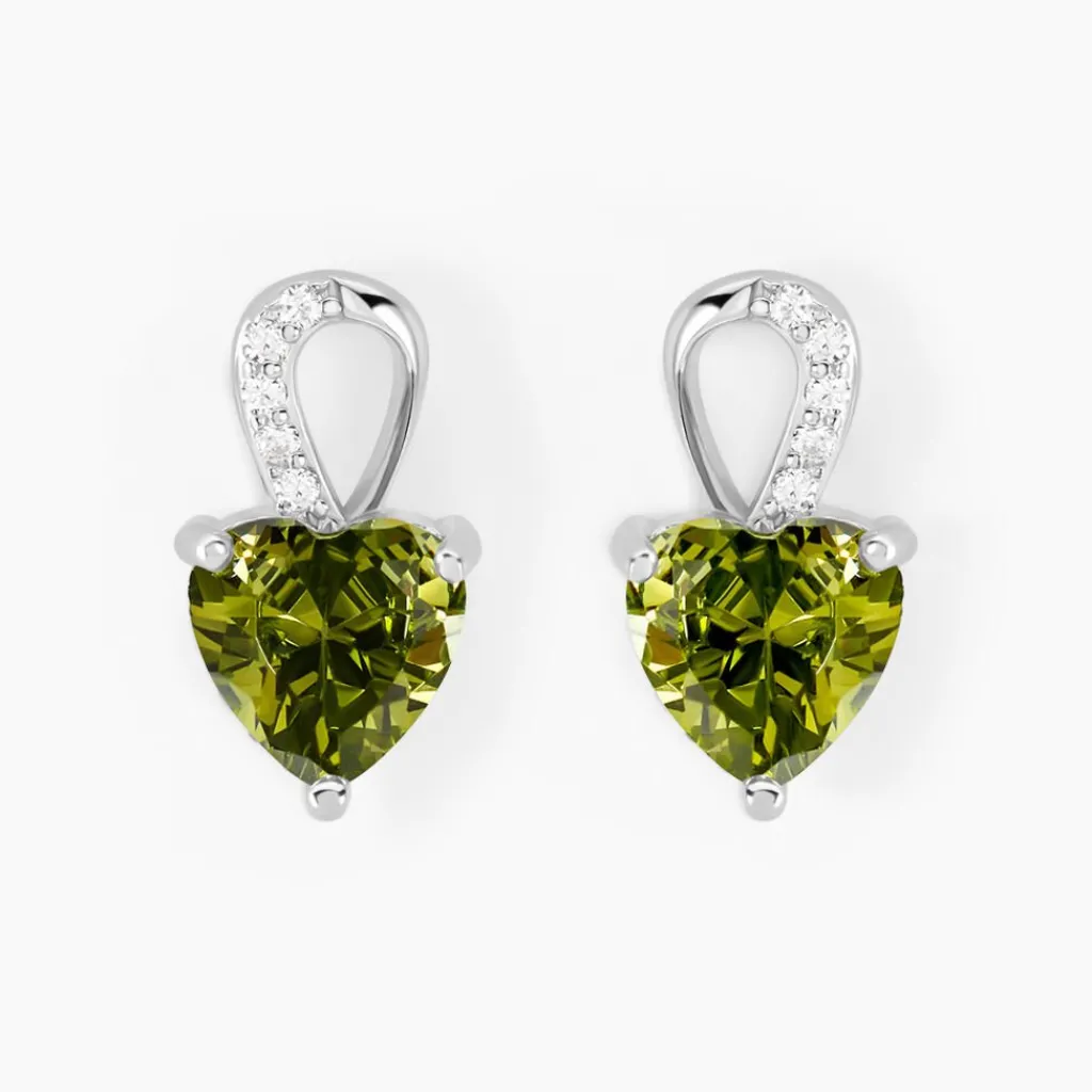 Histoire d'Or Boucles D'oreilles Puces Atieno Argent Blanc Oxyde De Zirconium argent blanc oxyde vert