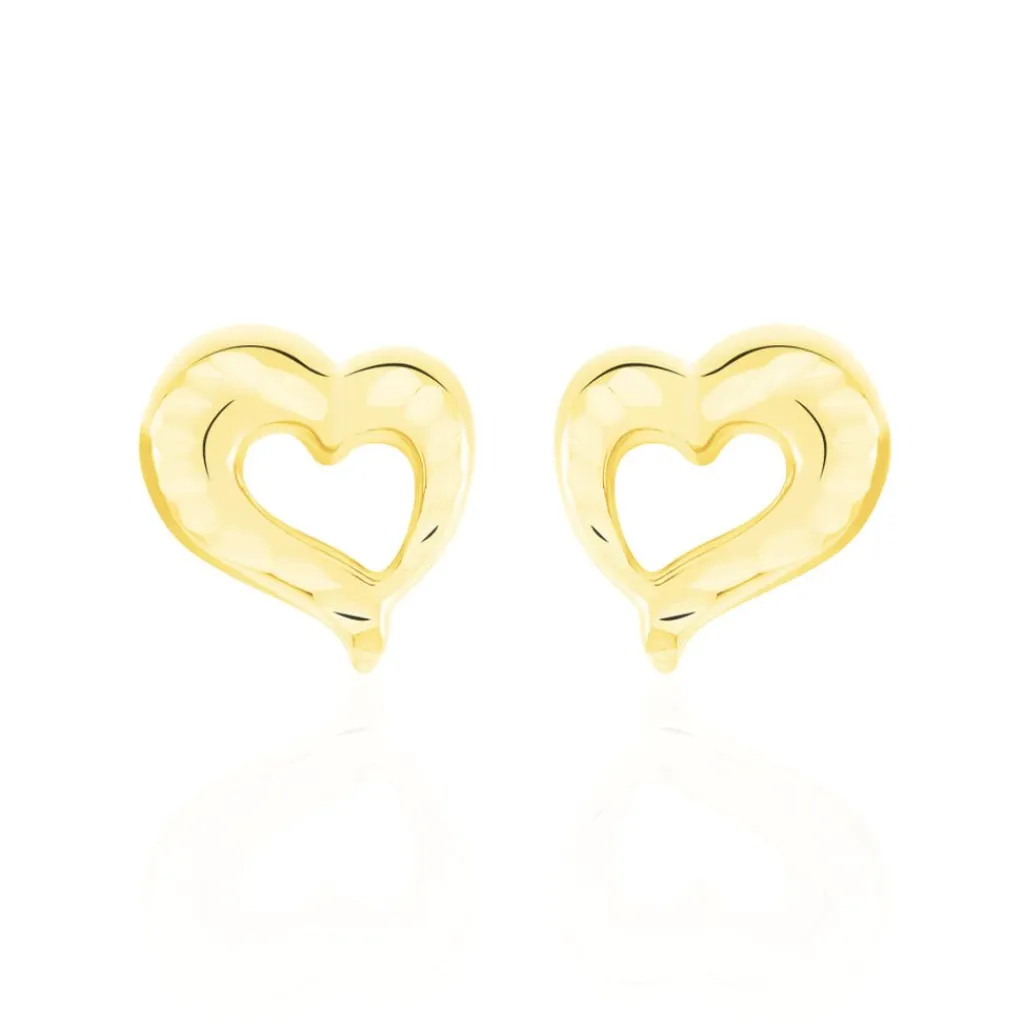 Histoire d'Or Boucles D'oreilles Puces Anne-maudae Coeurs Or Jaune Clearance