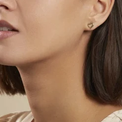 Histoire d'Or Boucles D'oreilles Puces Anne-maudae Coeurs Or Jaune Clearance
