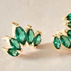 Histoire d'Or Boucles D'oreilles Puces Amazonia Plaqué Or Jaune Oxyde De Zirconium plaqué or jaune oxyde vert Clearance